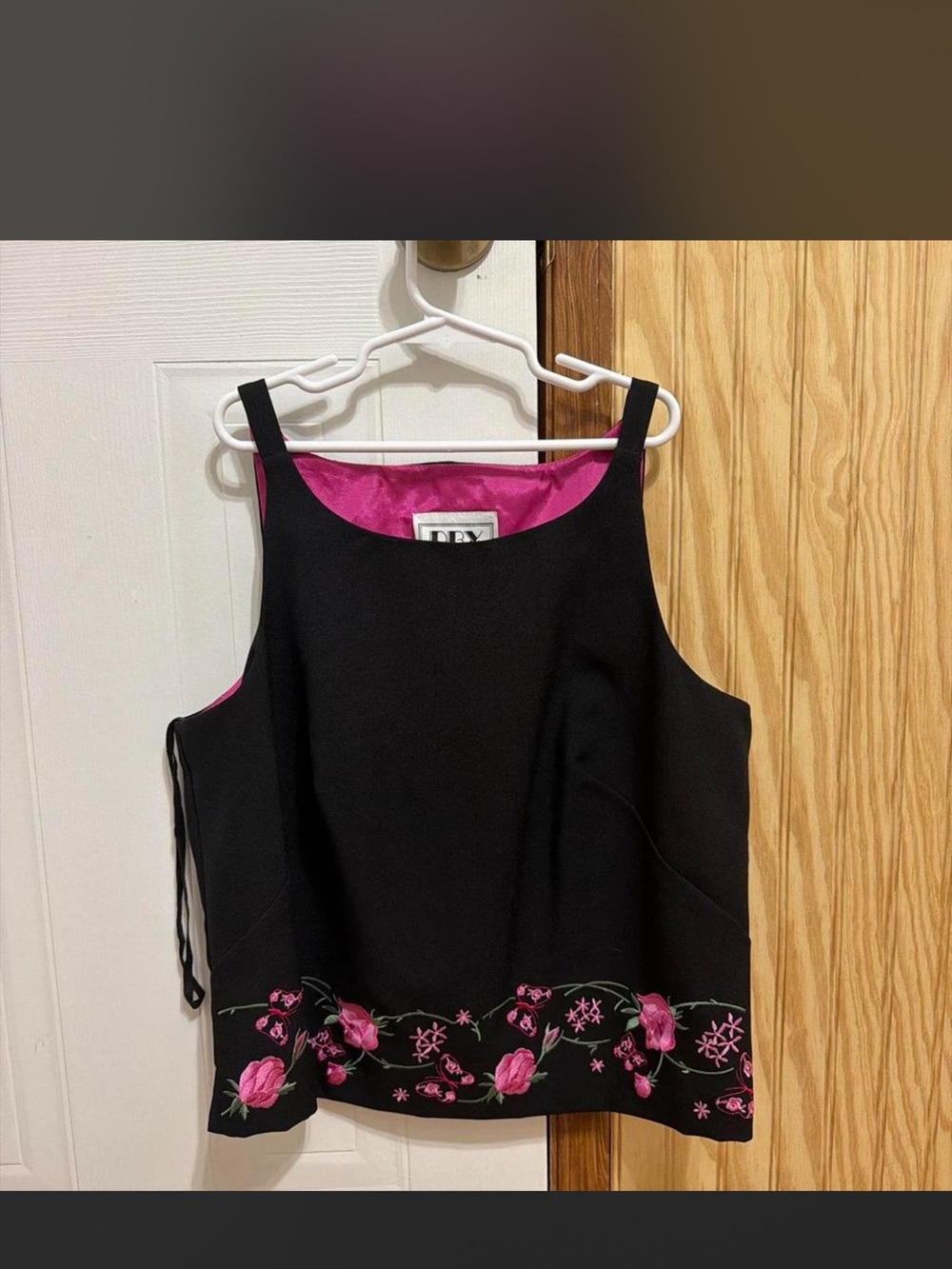 Black & Pink Embroidered Top